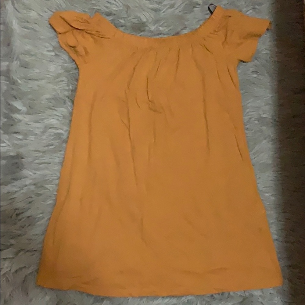Off shoulder yellow t shirt dress
